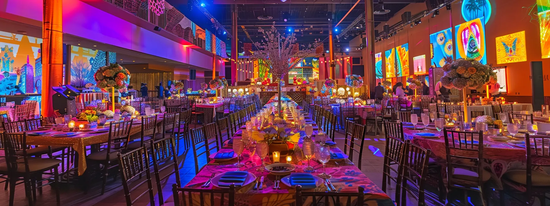 a vibrant, elegantly decorated bar mitzvah celebration features festive colors and traditional motifs, capturing joyful moments of family and friends coming together in a warm and inviting atmosphere.