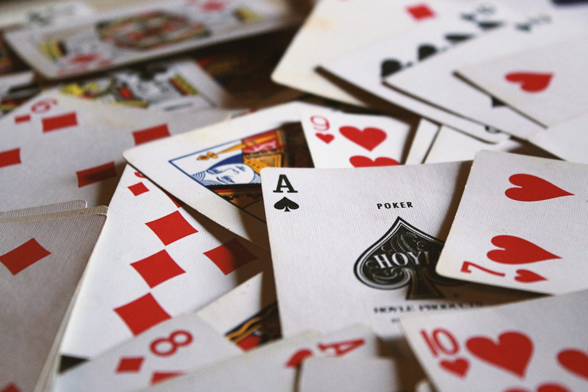 Scattered playing cards