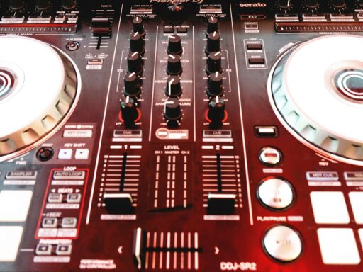 A DJ's mixing board, ready for an event