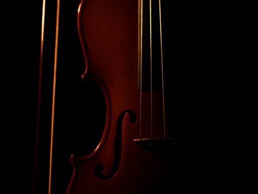 A violin against a black background