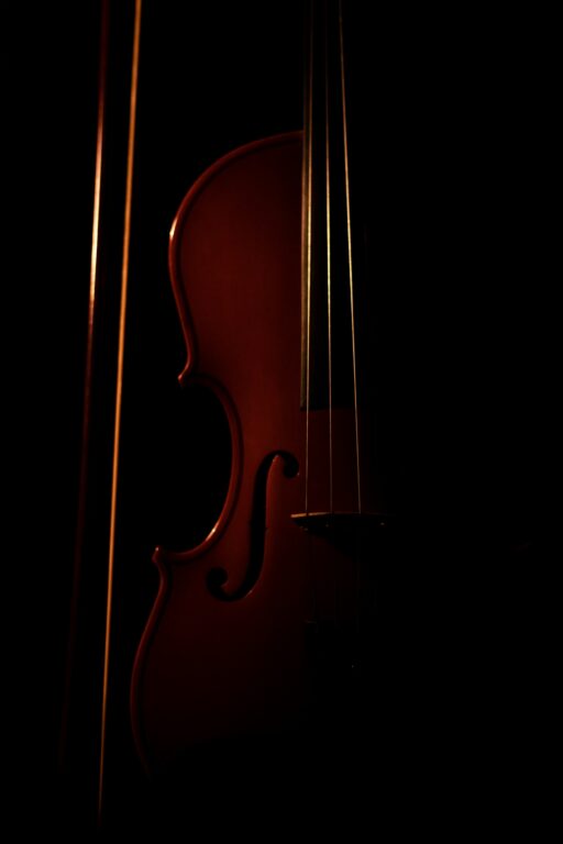 A violin against a black background