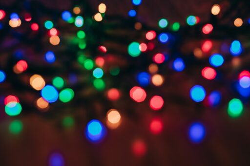 Blurred red, green and blue party lights.