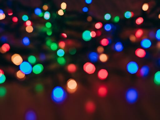 Blurred red, green and blue party lights.