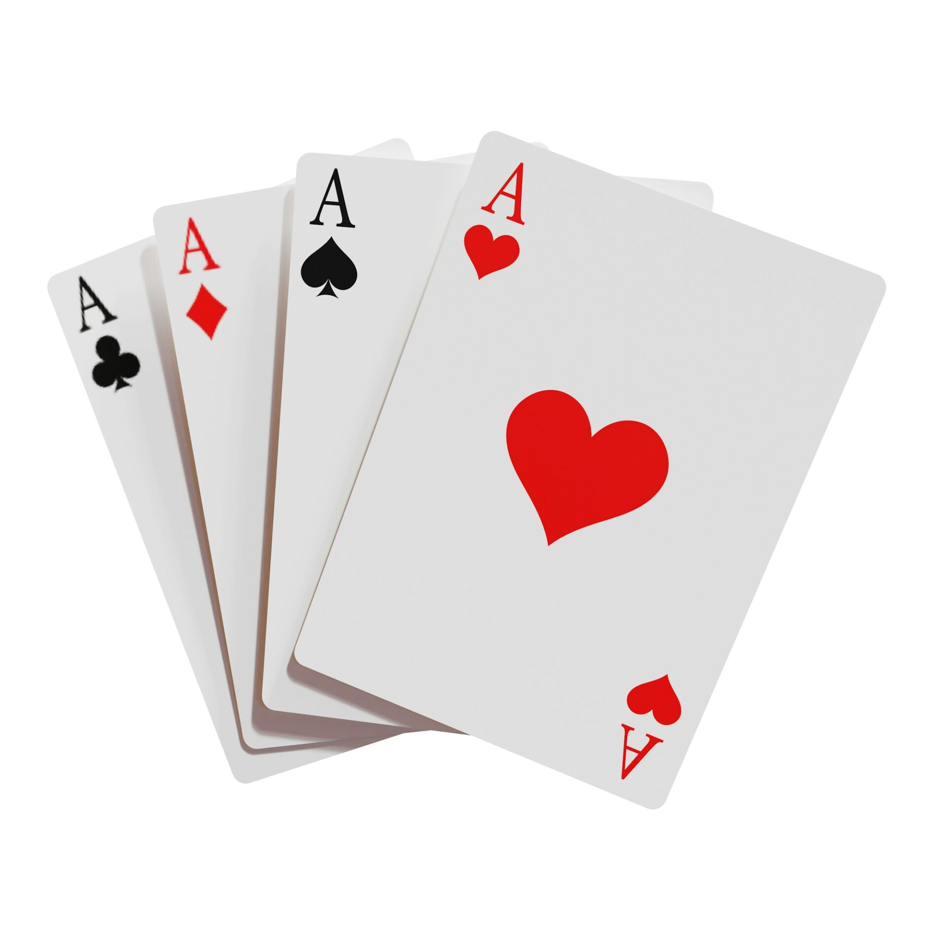 Four aces fanned out on a white background.