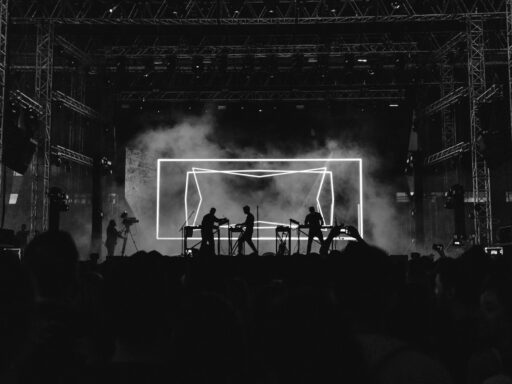 A live band performing on stage at an event